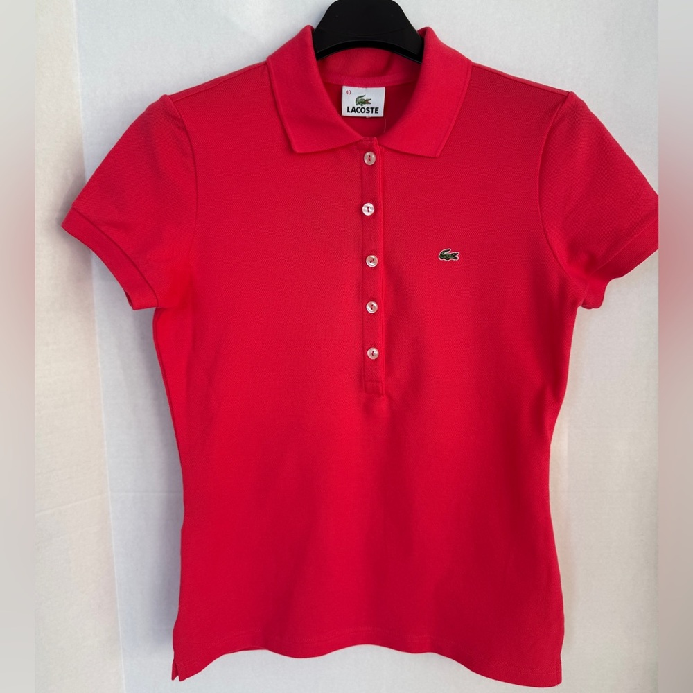 Lacoste Women's Coral Button Down Polo Shirt - New With Tags